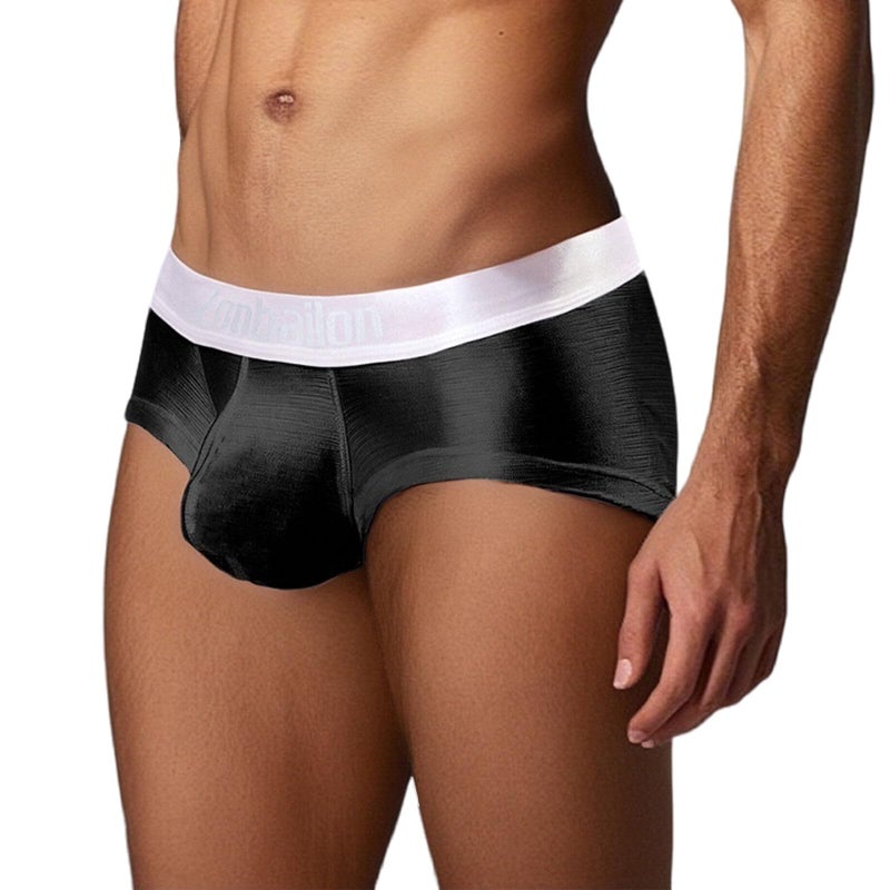 ZONBAILON Mens Support Underwear Bulge Enhancing Boxer Birefs Ice Silk Sexy Low Rise Trunk Underwear Black L/36-38" - Image 1